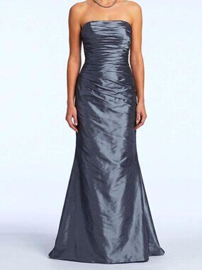JS Collections Iridescent Wedgewood Blue Taffeta Strapless Red Carpet Gown-Sz. 8